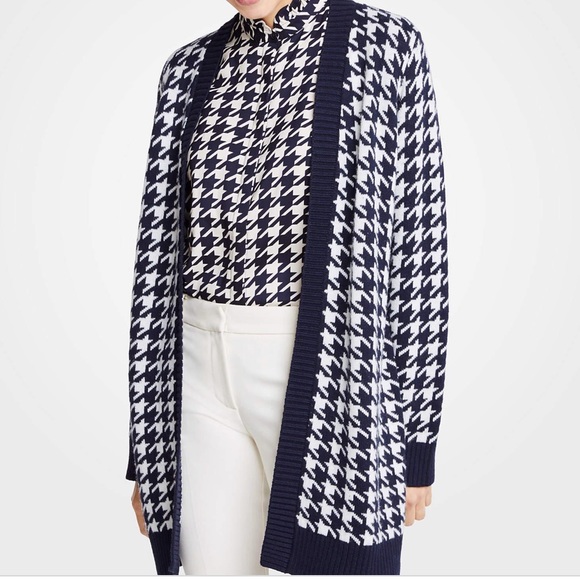 ann taylor houndstooth coatigan
